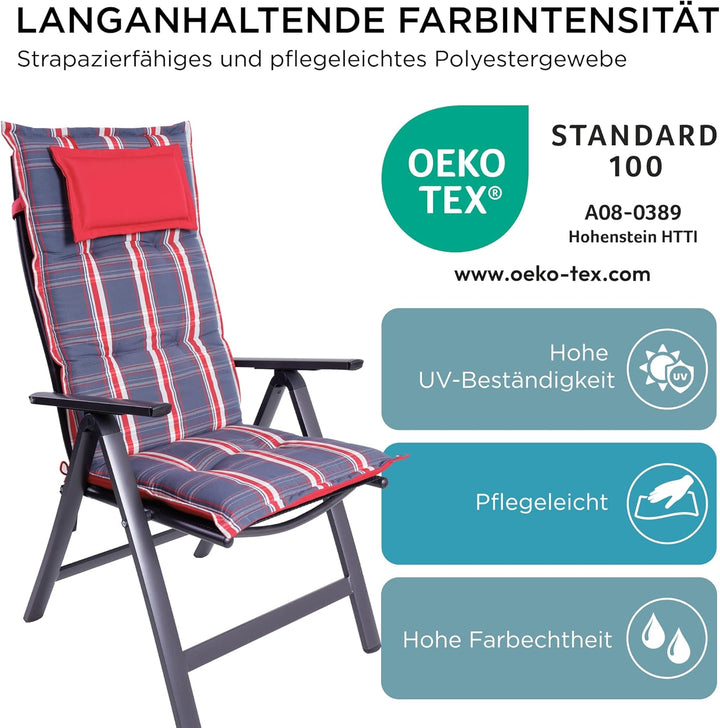 gardisun Gartenstuhlauflagen Hochlehner mit Kopfteil I Extra Dicke Sitzauflagen I Made in Europe I P