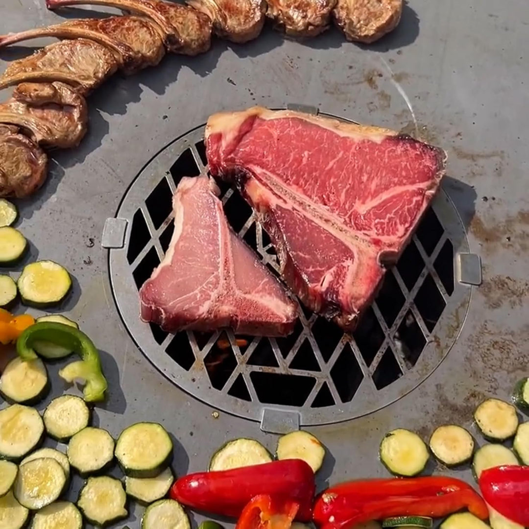 Grillrost für Wok Aufsatz und Feuerplatte mit Loch Ø 30 cm | aus massivem 6,0 mm Edelstahl | Made in