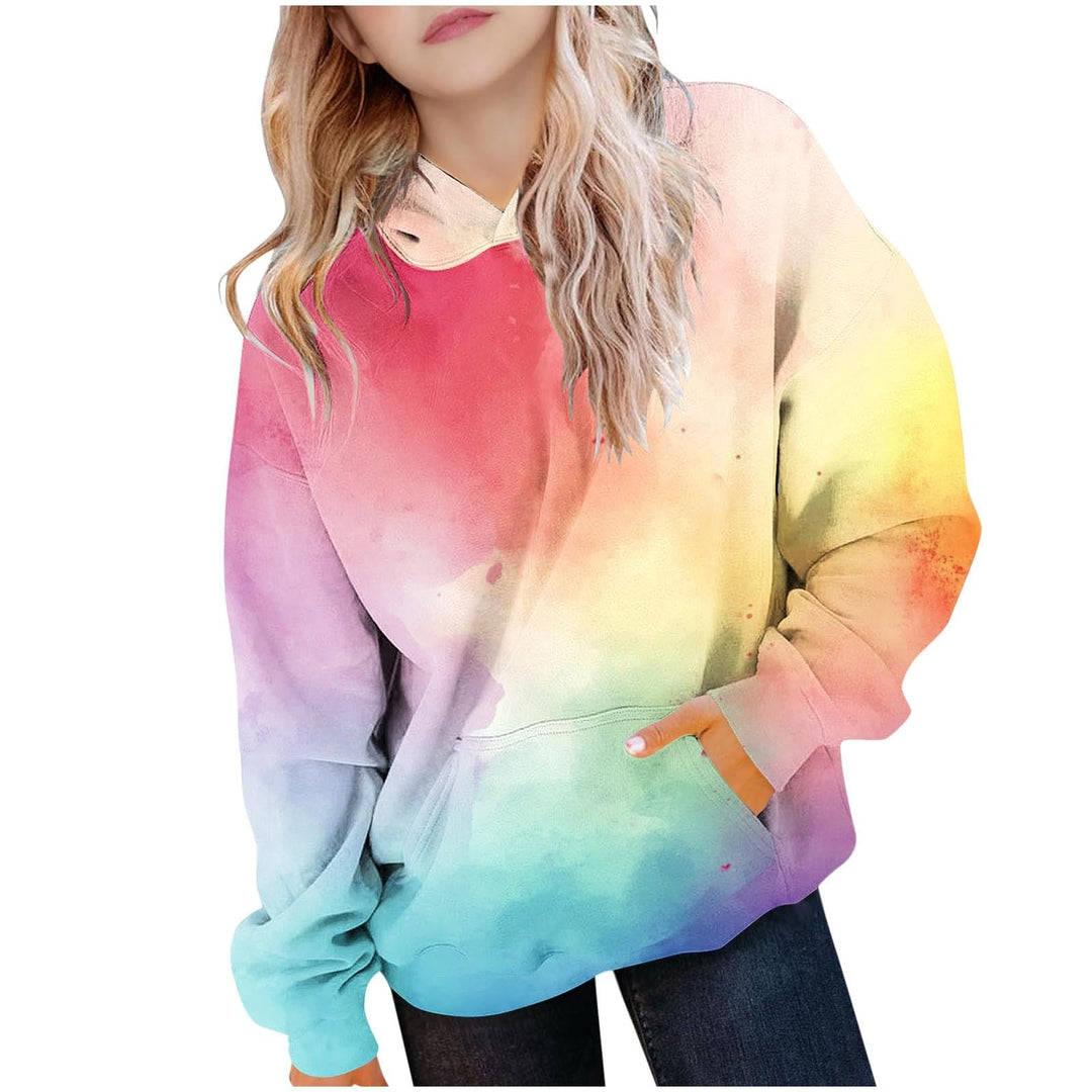 XINYUNZU Mädchen Kapuzenpullover Casual Hoodie Batik Sweatshirt mit Kapuze & Tasche Oberteile Langar