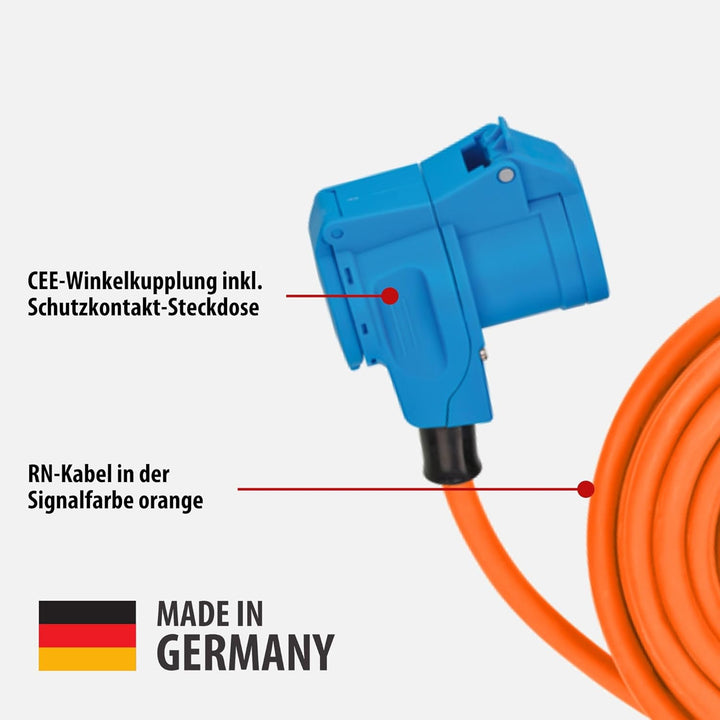 Brennenstuhl Camping CEE-Verlängerungskabel mit CEE-Stecker und Winkelkupplung inkl. Schutzkontakt-K
