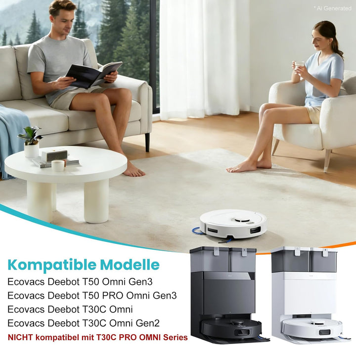 22 Stück Zubehör für Ecovacs Deebot T30C Omni / T30C Omni Gen2 / T30C Saugroboter, 1 Hauptbürste, 6