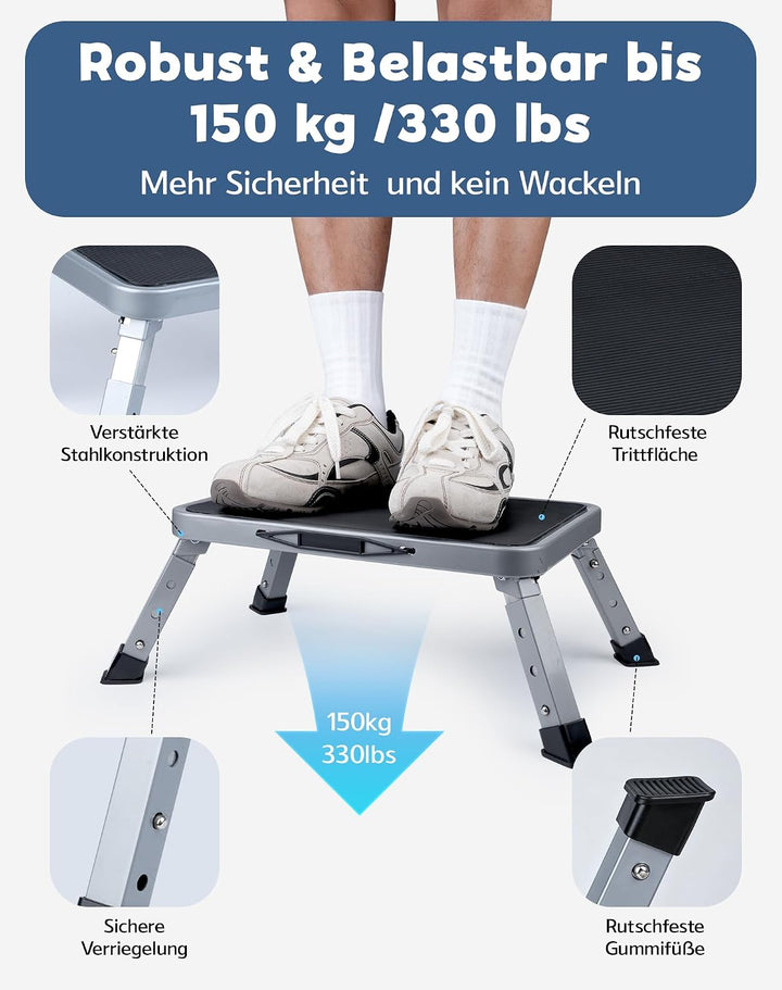 Trittstufe Wohnwagen Tritthocker Klappbar 3-stufig höhenverstellbar 150kg