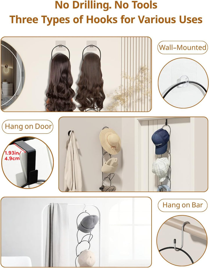 LINFIDITE Cap Halter Tür Hut Racks, Baseball Cap Halterung Schrank hängende Einstellbare Huthalter,f