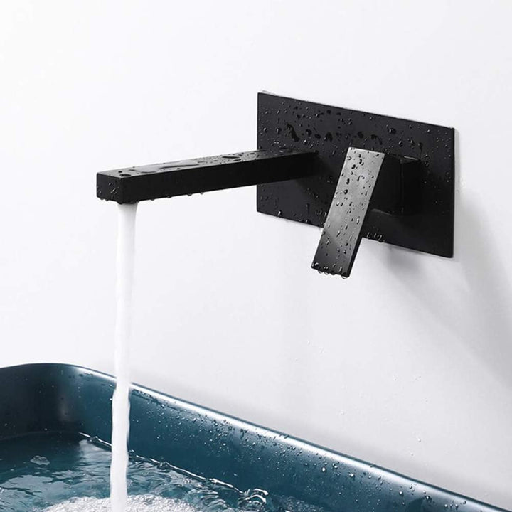 Waschtischarmatur Wasserfall Wandmontage Wasserhahn Wand Unterputz Einzigen Handgriff 2-Loch Badarma