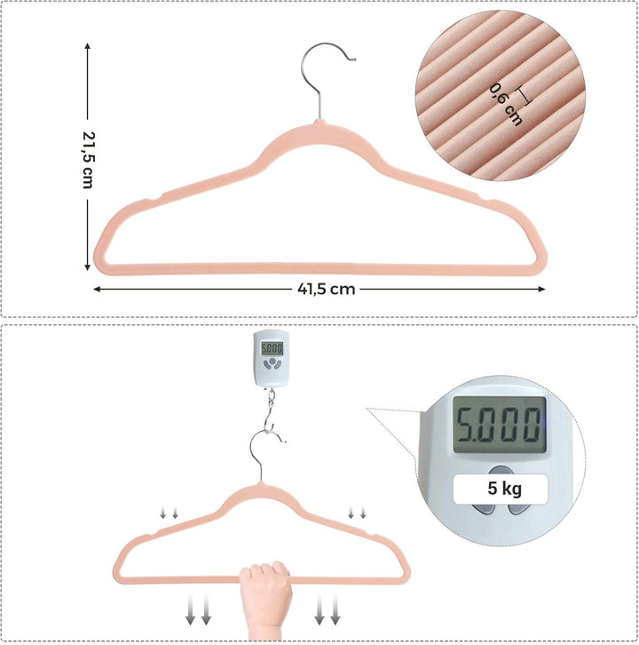 SONGMICS Kleiderbügel Samt, 50er Set, Jackenbügel, 41,5 cm breit, Anzugbügel, dünn, gut belastbar, u