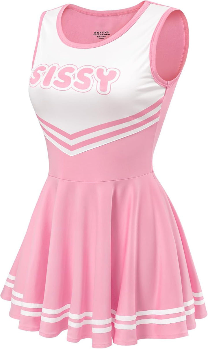 LittleForBig Damen Seidenweichen Ärmellose Overall Cheer Sissy Bodycon Mini Kleid Rock S Rosa, S Ros