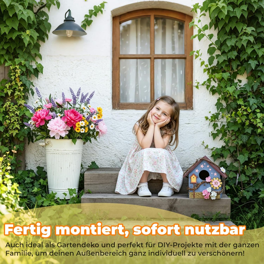 JUJOYBD Deko Vogelhaus zum Aufhängen, Wetterfest Nistkasten für Meisen, Vogelhäuschen fertig montier