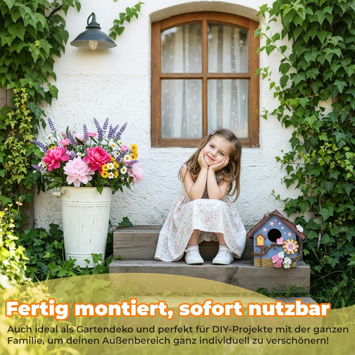 JUJOYBD Deko Vogelhaus zum Aufhängen, Wetterfest Nistkasten für Meisen, Vogelhäuschen fertig montier