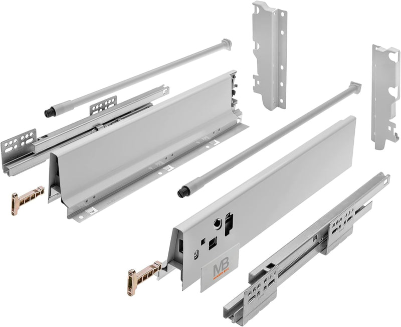 GTV - Modern Box Schublade I L=500mm H=210 mm I Grau I Leises Schliessen I Belastung bis zu 40 kg I