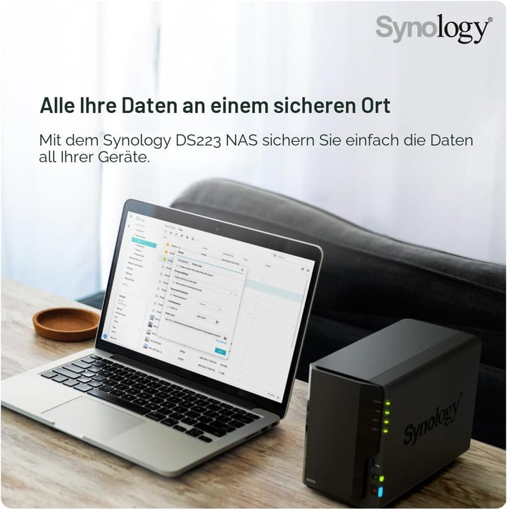 Synology DS223 2-Bay Diskstation NAS (Realtek RTD1619B Quad-Core 2GB Ram 1xRJ-45 1GbE LAN-Port)