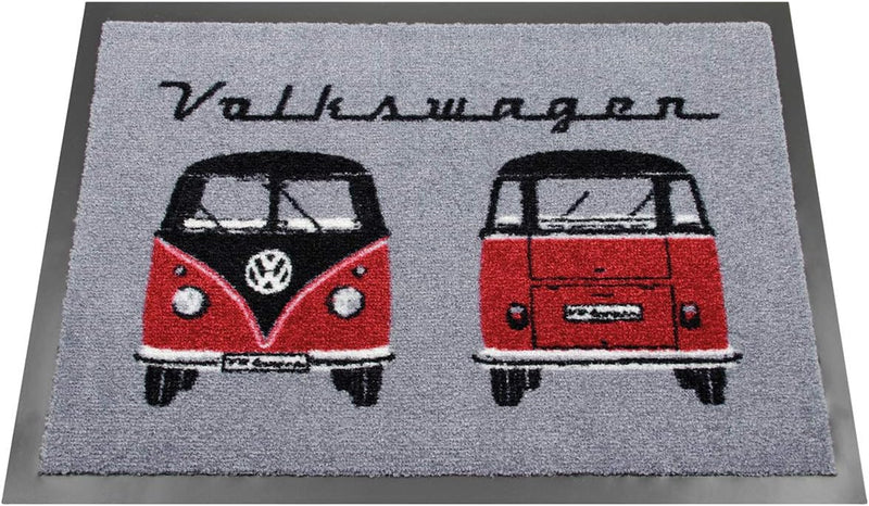 BRISA VW Collection - Volkswagen Fuss-Matte-Tür-Vorleger-Schuh-Schmutzfang-Abstreifer mit T1 Bulli B