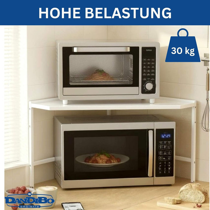 DanDiBo Eckregal Küche Arbeitsplatte Küchenregal 72x72 cm Mikrowellenregal Weiss 2 Stufig 96689 Mikr