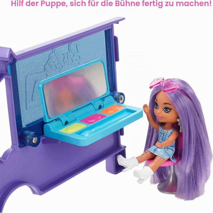 Barbie Extra Mini Minis, Extra Mini Minis Barbie Puppe mit Extra Sparkle Tour Bus Van, inkl. Barbie