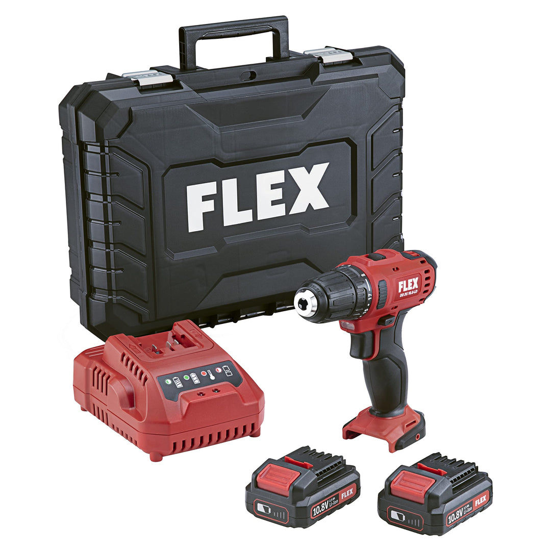 Flex Akku-Bohrschrauber DD 2G 10.8-LD (2-Gang 10.8 V, inkl. 2 Akku, 5 Ah, 1 Ladegerät, Transportkoff