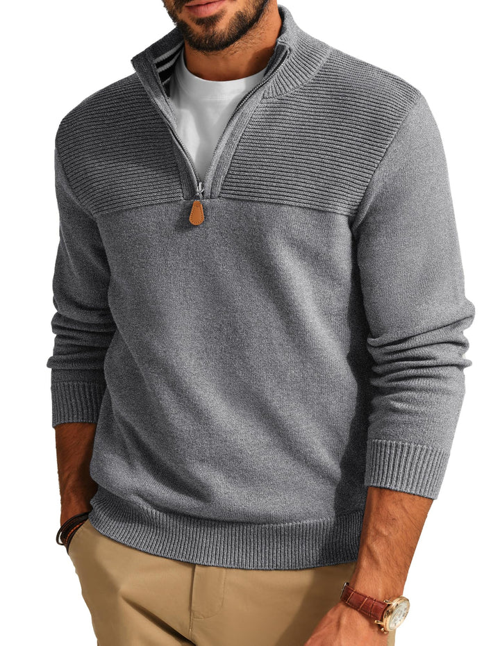 PJ PAUL JONES PaulJones Troyer Pullover Herren Strickpullover mit Reissverschluss und Stehkragen Arb