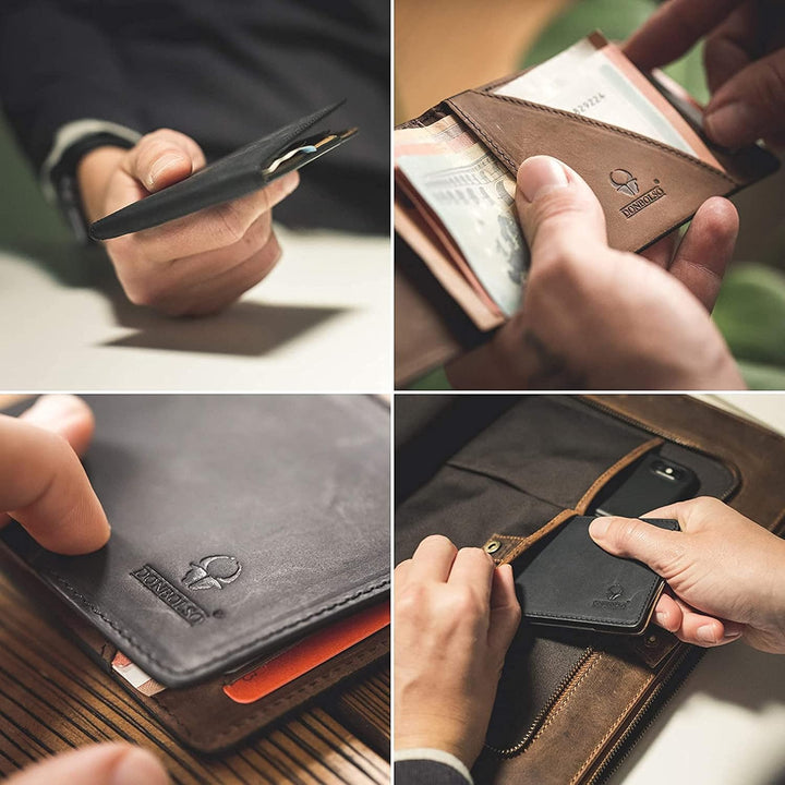 DONBOLSO Geldbörse Herren - Leder Portmonee Herre mit RFID-Schutz für Sicheres Bezahlen - Kompakte G
