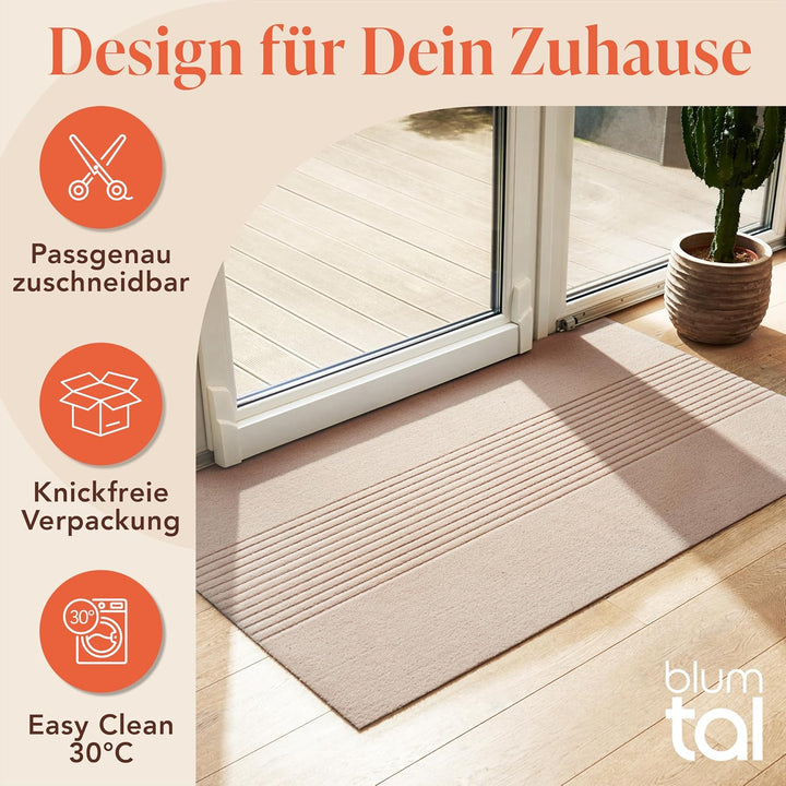 Blumtal Fussmatte 60x90 cm - rutschfeste Schmutzfangmatte - Fussabtreter mit Muster - Fussmatten Hau