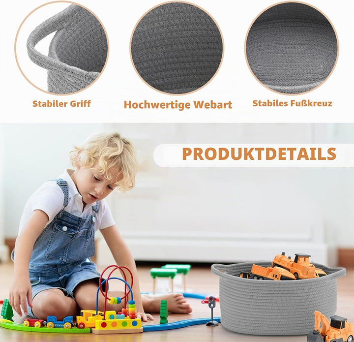 Niedlicher Grauer Geflochtener Geschenkkorb Mit Griff, Kleiner Aufbewahrungskorb, Dekorative Organiz