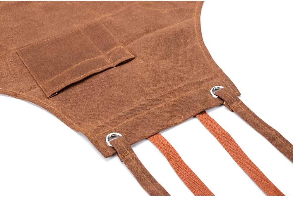 QEES Arbeiter Werkzeug- Tool- Schürze Canvas Einstellbare Arbeitsschürze mit 3 grossen Taschen für I