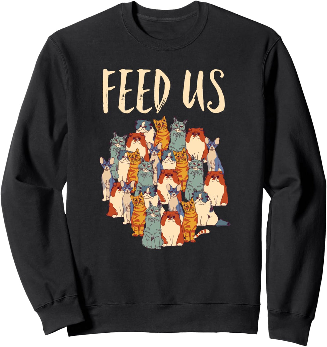 Verrückte Katze Dame füttern uns Sweatshirt