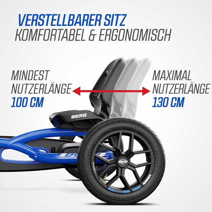 BERG Buddy Blue GoKart | Kinderfahrzeug, Tretfahrzeug mit hohem Sicherheitsstandard, Luftreifen und