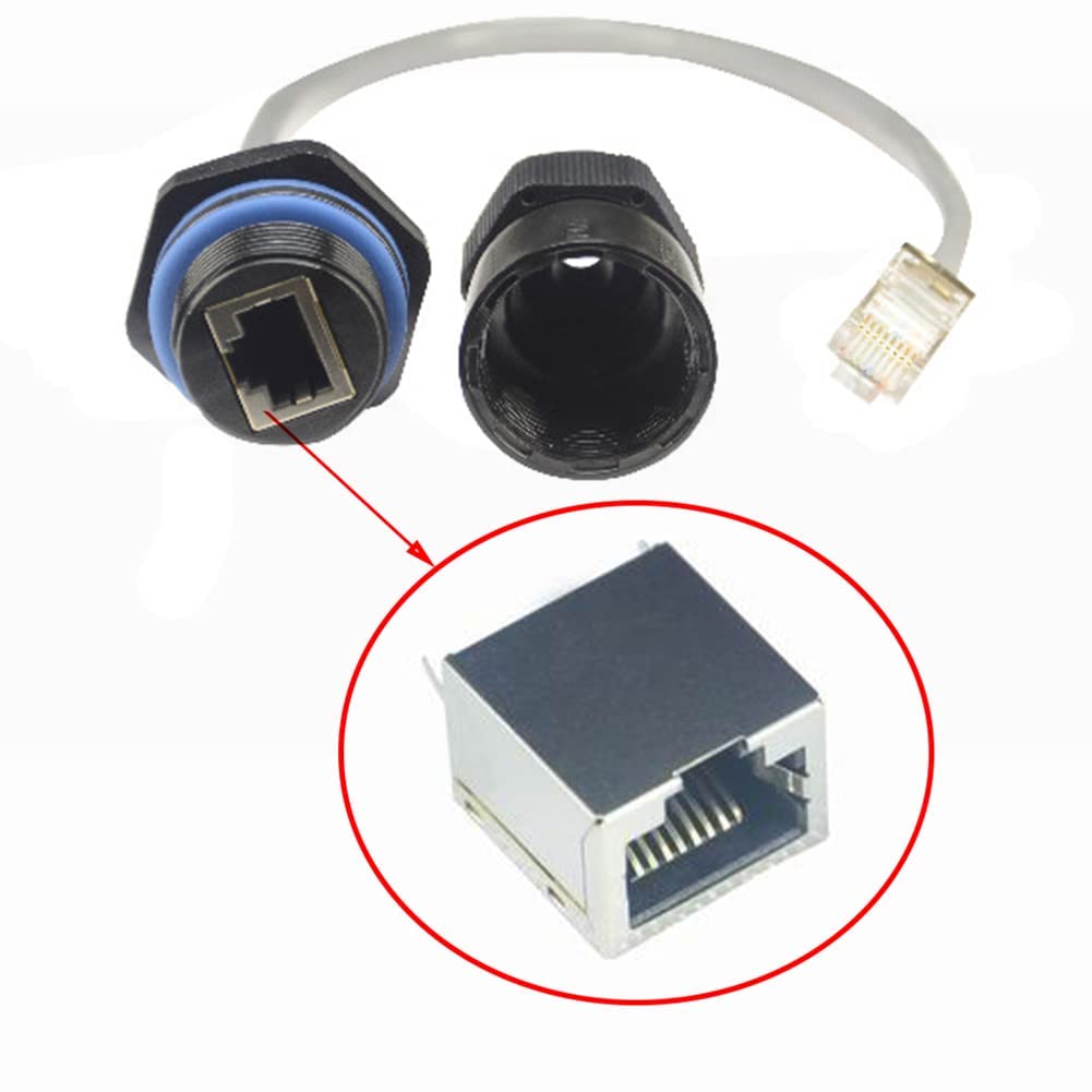 PENGLIN 2 Stück RJ45 M25 CAT5E Wasserdicht Ethernet Einbaubuchse,Ethernet LAN Kabel Stecker auf Buch
