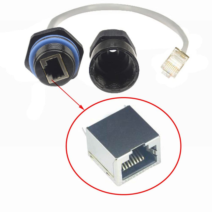 PENGLIN 2 Stück RJ45 M25 CAT5E Wasserdicht Ethernet Einbaubuchse,Ethernet LAN Kabel Stecker auf Buch