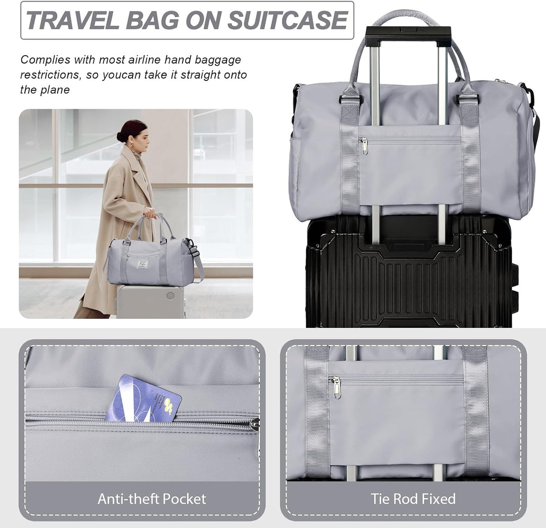 HYC00 Sport Duffel Bag Damen,Handgepäck 45x36x20 für Ryanair Cabin Bags Sporttasche mit Nassfach &amp; S