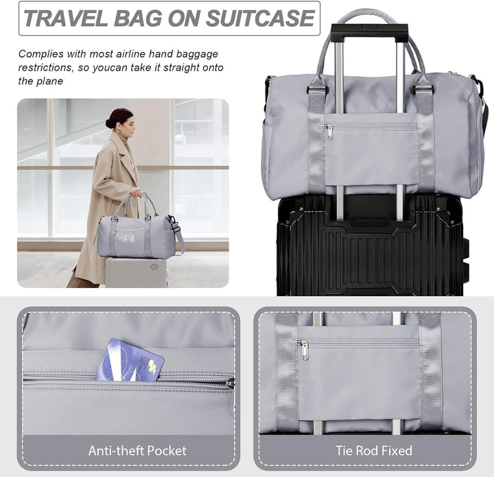 HYC00 Sport Duffel Bag Damen,Handgepäck 45x36x20 für Ryanair Cabin Bags Sporttasche mit Nassfach &amp; S