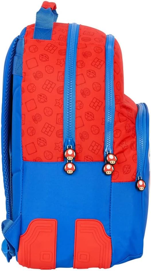 SAFTA Unisex Kinder, bunt 612108773 Mario Bros Doppelter Rucksack, 32 x 42 x 15 cm