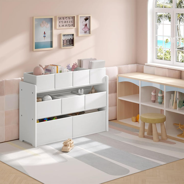 Lestarain Kinderregal mit 9 Aufbewahrungsboxen, Spielzeugregal, Regal Kinderzimmer Spielzimmer, Kind
