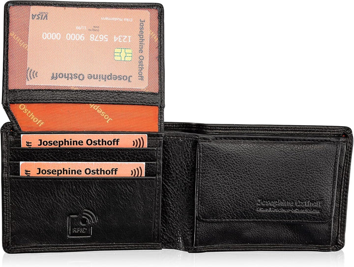 Josephine Osthoff Geldbörse Herren klassisch Querformat, Tri-Fold, Münzfach, Kartenfächer mit RFID,