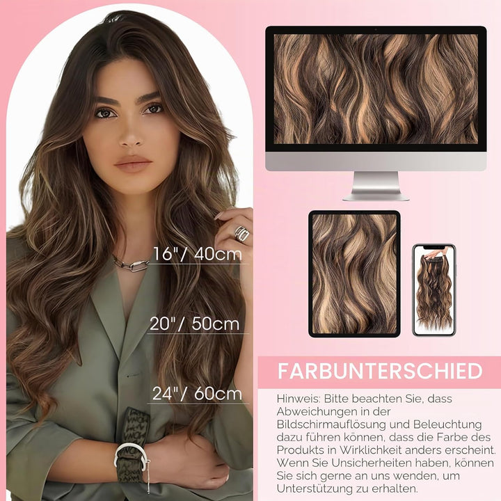 Silk-co Haarverlängerung mit Gummiband, Einstellbar Secrets Haarteil Synthetik, Extensions mit Schnu