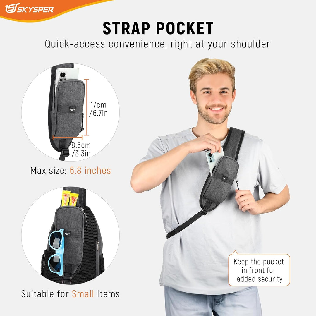 SKYSPER Schultertasche Brusttasche RFID Sling Bag Herren Leichte Umhängetasche Anti-Diebstahl Crossb