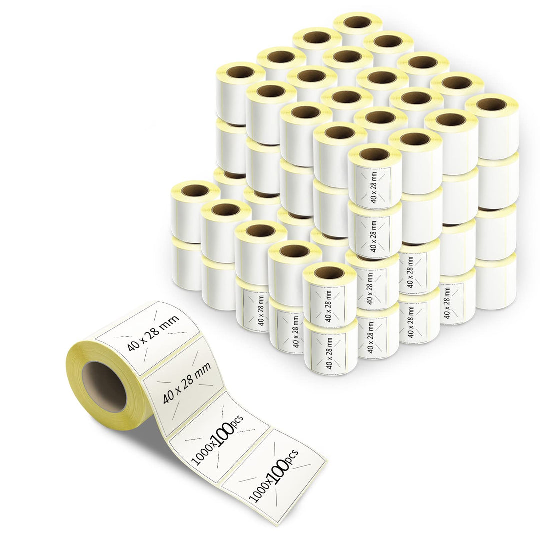 40 × 28 mm Thermo-Etiketten, 10.000 Stück, selbstklebende Etiketten, Thermoetiketten, leere Mehrzwec