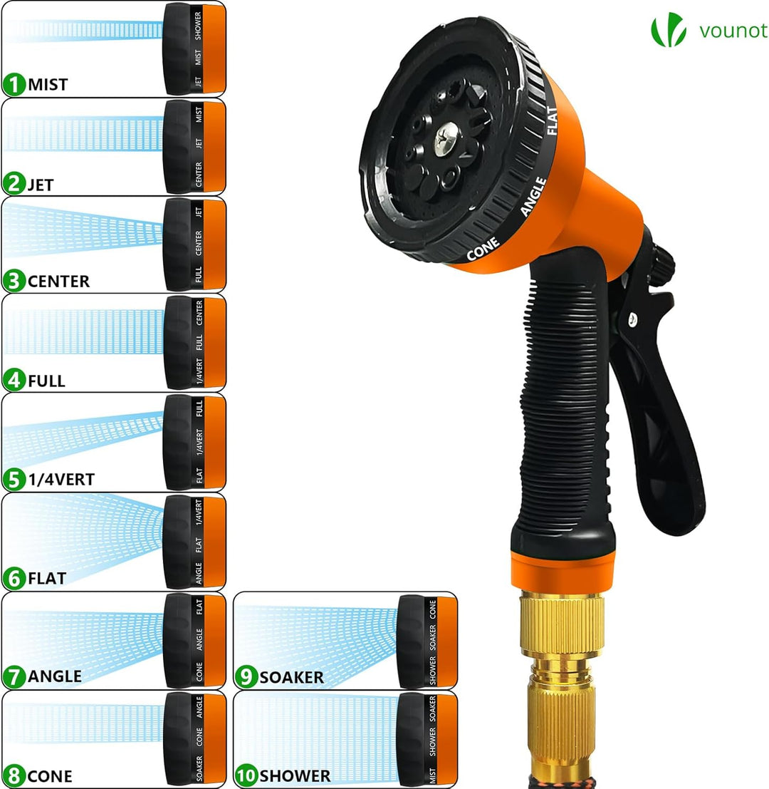 VOUNOT Flexibler Gartenschlauch 15 m, Flexibel Wasserschlauch Dehnbarer mit 10 Sprühfunktionen, 1/2