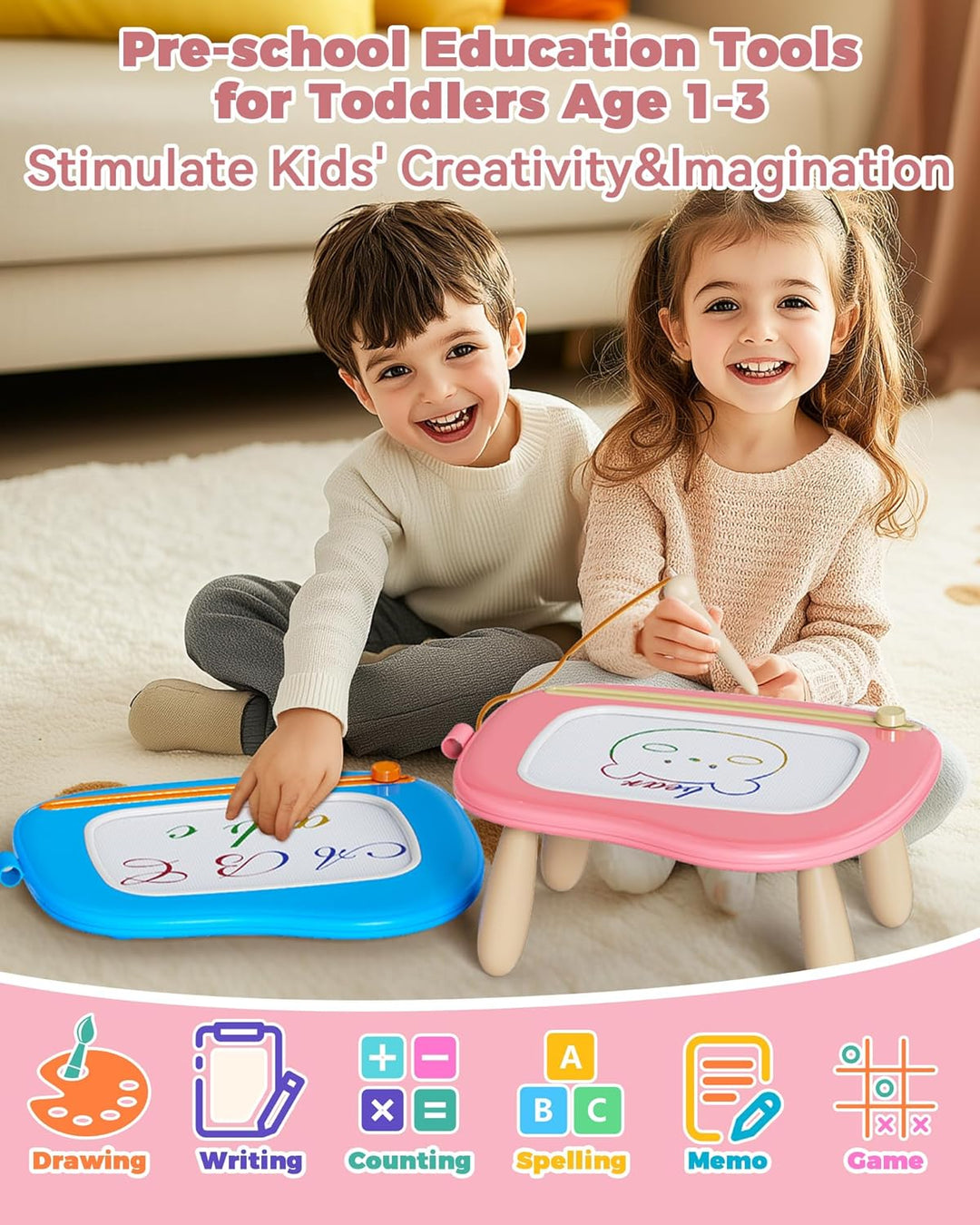 KOKODI Spielzeug ab 1 2 Jahr, Magnetische Zeichentafel Schreibtafel für Kinder, Montessori ab 1 2 3