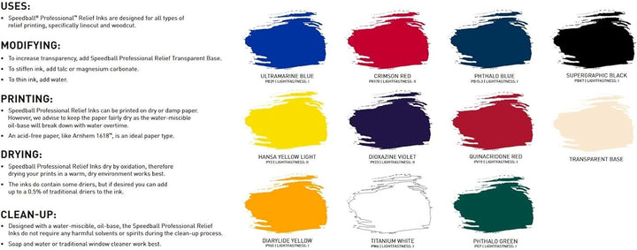 Speedball 3980 Professional Relief Ink 4 Color Set Tintenset, mehrfarbig 946 ml Mehrfarbig, 946 ml M