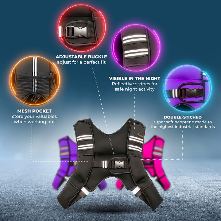 Gymnastics Power - Weighted Vest 6lb, 10lb, 12lb, 25lb, 35lb, 45lb, 60lb Removable Iron Weights for
