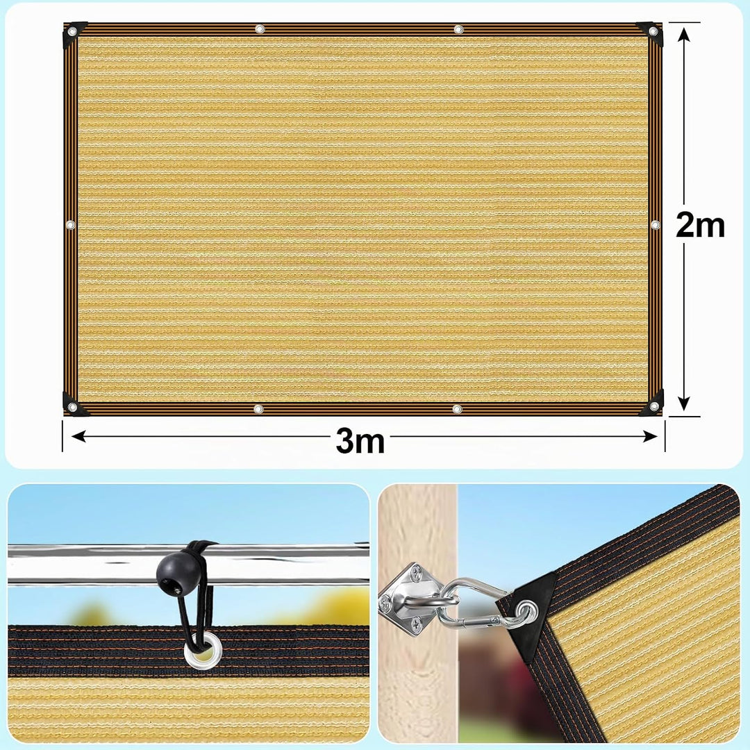 Schattennetz-90% schattiernetz mit ösen, 2x3m Schattierungsnetz geeignet für Pergolen,Garten,Pflanze