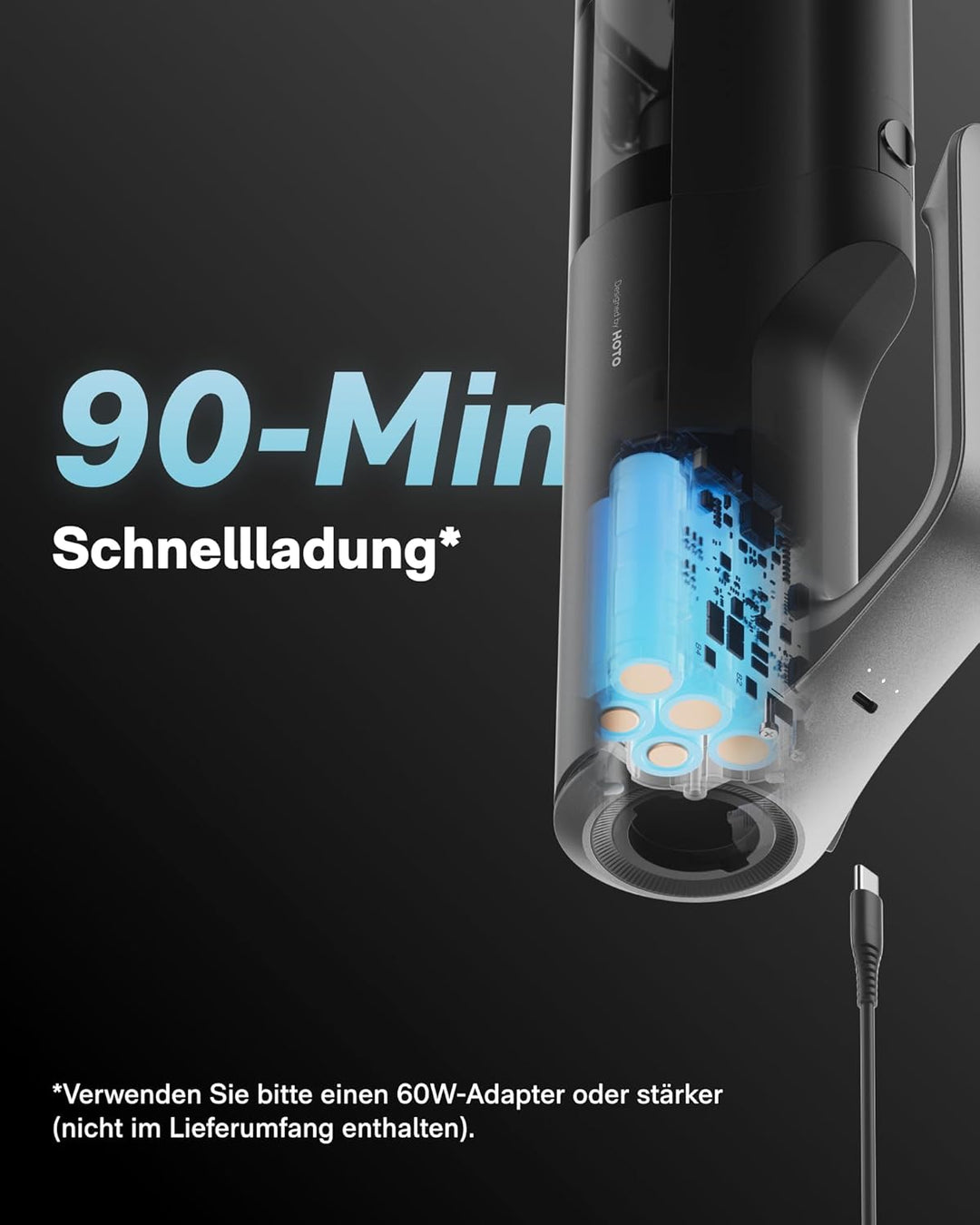 HOTO BlowVac™ Handstaubsauger Akku, 23000Pa Starke Leistung, 3 Saugstufen, Kabelloser Autostaubsauge