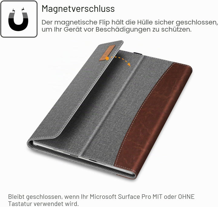 Fintie Hülle für Microsoft Surface Pro 7+ / 7/6 / 5/4 / 3 - Multi-Sichtwinkel Kunstleder Tasche Schu