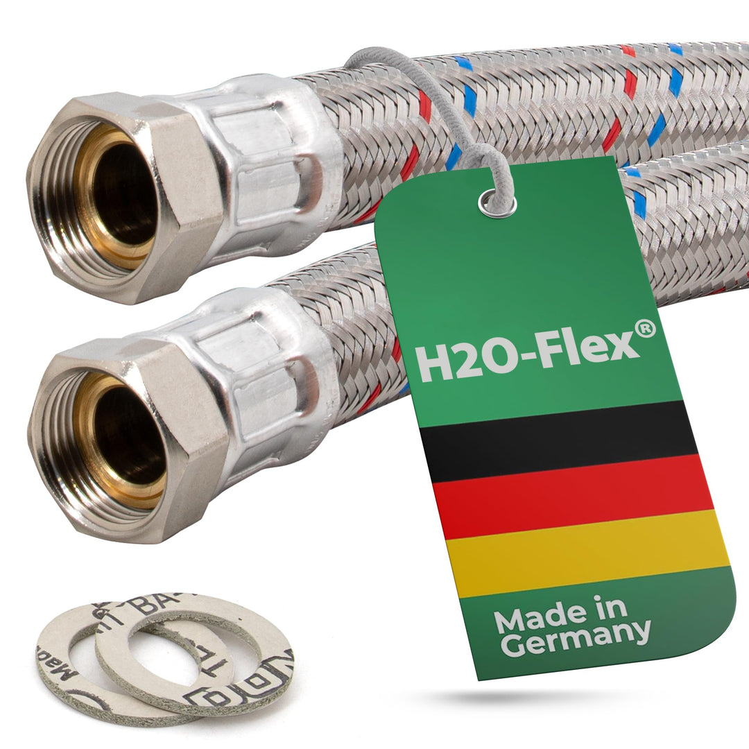 H2O-Flex® Panzerschlauch 3/4"ÜM x 3/4"ÜM (DN19) für Nutzwasser Heizungsschlauch 1,00m / 1.000mm, 1,0