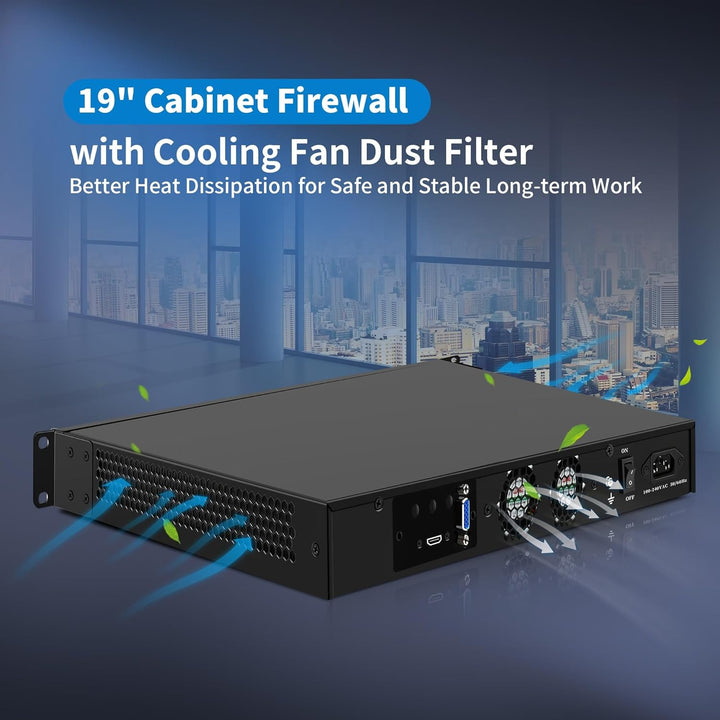 CWWK 1U N100 Firewall Appliance, 19” Rackmount Mini PC, 6 Ports i226-V 2.5GbE LAN, U1 OPNsense Home
