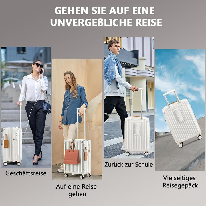 Joyway Koffer Trolley Reisekoffer von ABS Hartschalen Trolley mit Getränkehalter und 4 Rollen TSA Sc