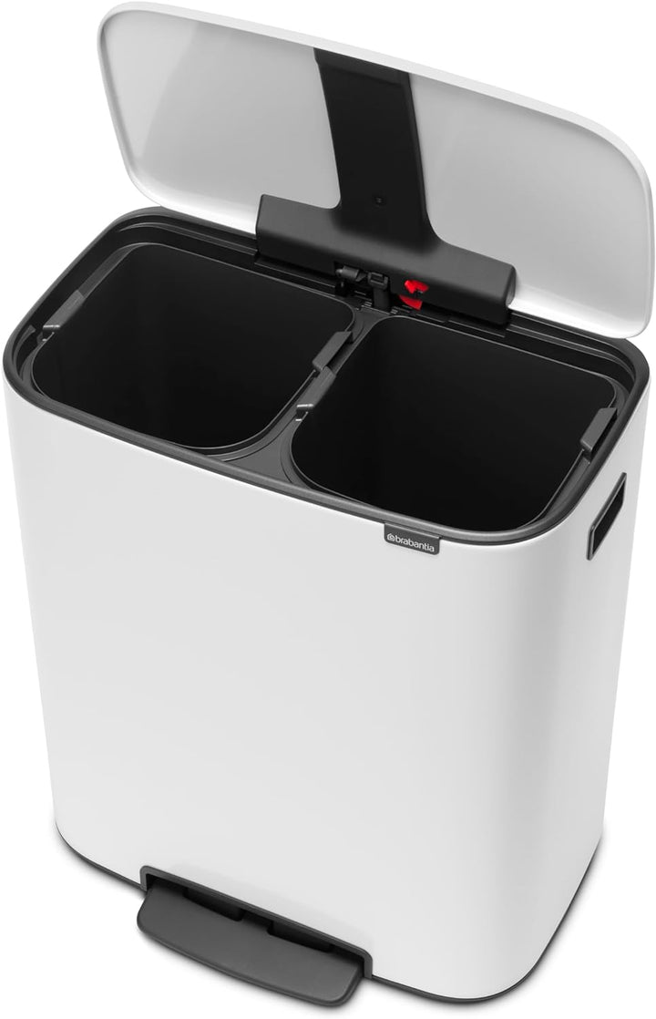 Brabantia 211447 Treteimer Bo, 2 x 30L, Weiss 2 Inneneimer (2 x 30L) White, 2 Inneneimer (2 x 30L) W