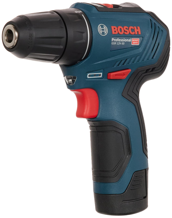 Bosch Professional 12V System Akku Bohrschrauber GSR 12V-30 (inkl. 2x2.0 Ah GBA 12V Akku, Ladegerät