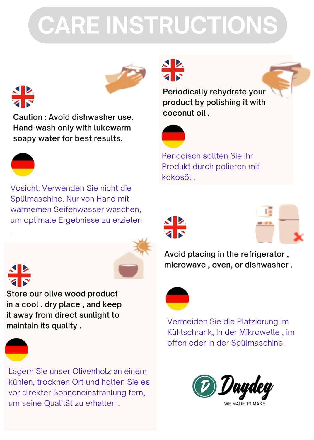 DAGDEG Mörser &amp; Stössel rund aus Olivenholz, Holzmörser,Kräuter-Gewürz-Mörser aus Holz, Kräutermühle