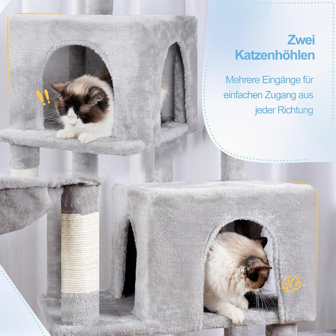 Hey-brother XXL Kratzbaum für gross Katzen, 180 cm hoch Stabil Katzenbaum mit rechts erweitert mit 3