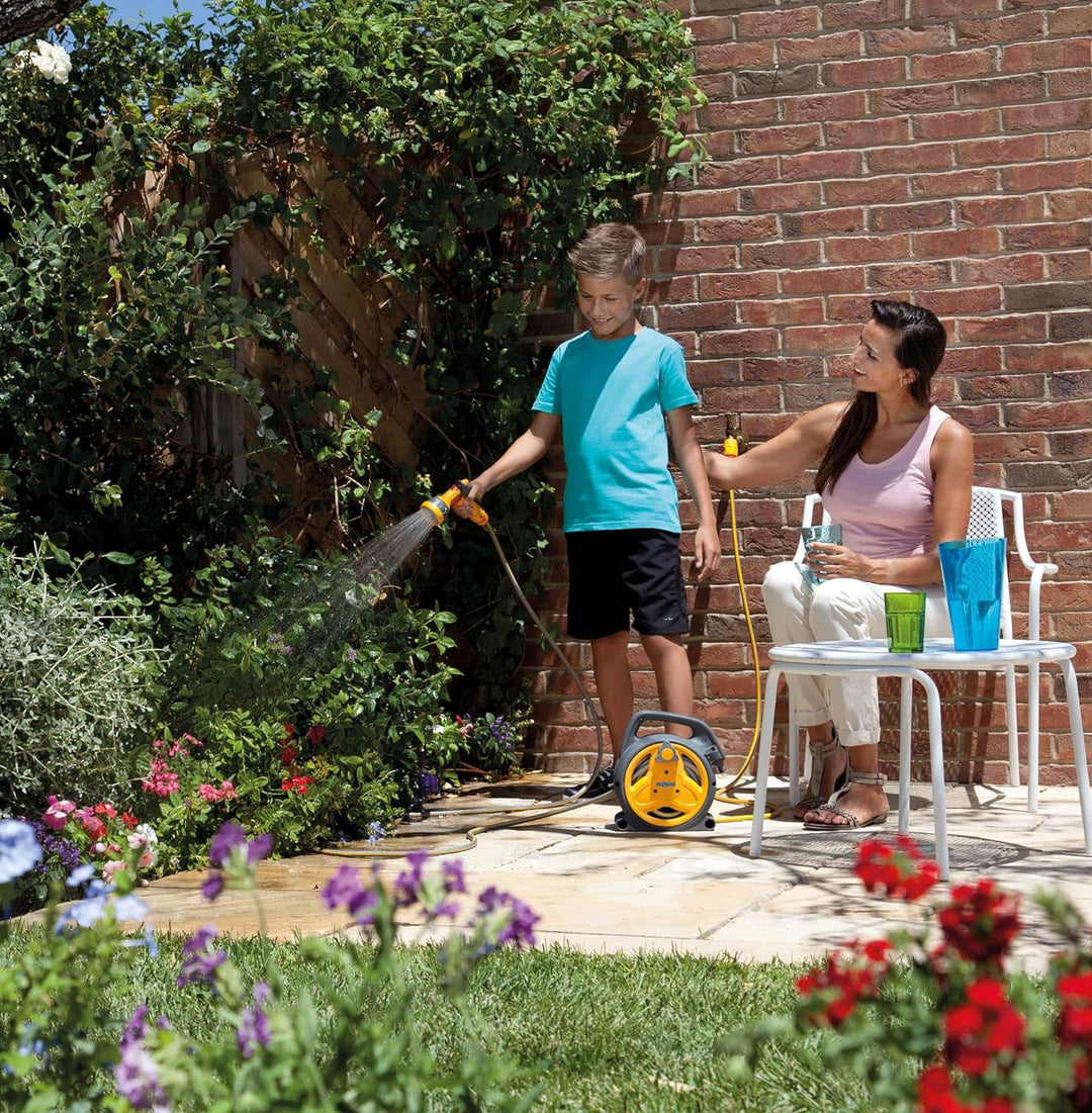 Hozelock Pico-Schlauchbox, 10 meter Gelb & Grau, Gelb & Grau